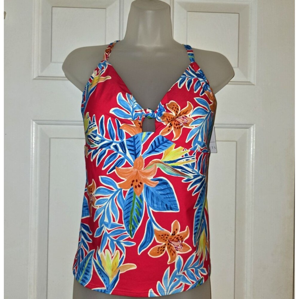 Sunsets Maeve Tankini Swim Top 38D / 40C Tiger Lily Floral Resortwear Cruise NWT
